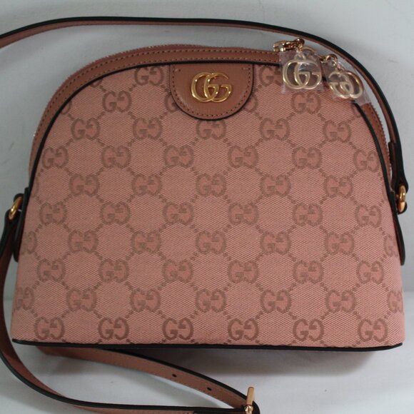 NWT GUCCI GG Monogram Pink New Canvas Ophidia GG Dollar Dome Shoulder Bag 499621 - Picture 1 of 10
